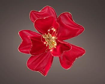 Visuel 1 du produit Fleur décorative en velours rouge à micro LED - Ø 30 x H 30 cm