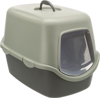 Visuel 1 du produit Maison de toilette pour chat coloris gris et vert avec couvercle recyclé Trixie Vico - 40 x 40 x 56 cm