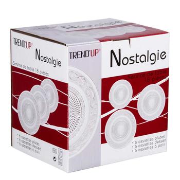 Visuel 1 du produit Coffret de 18 assiettes en verre transparent Nostalgie - Ø 25,5/19,5/14,5 cm