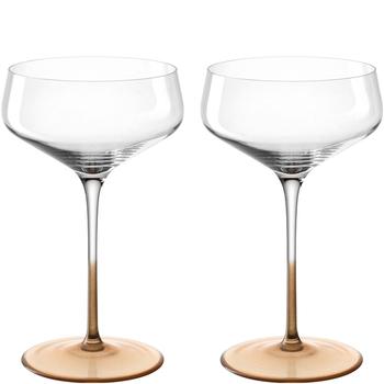 Visuel 1 du produit Ensemble de 2 coupes à champagne en verre cristallin transparent à pied or Riposo - 350 ml