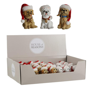 Visuel 1 du produit Figurine chien de Noël en résine - 5 x 5 x 8 cm