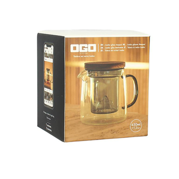 Visuel 1 du produit Théière en verre borosilicate transparent avec infuseur et couvercle en acacia Laska - 450 ml