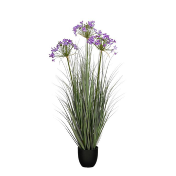 Visuel 1 du produit Allium ampeloprasum artificiel violet en pot - Ø 35 x H 110 cm