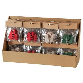 Visuel 1 du produit Coffret de 9 décorations de table sapin en feutrine multicolore Johann - 12 x 14 cm