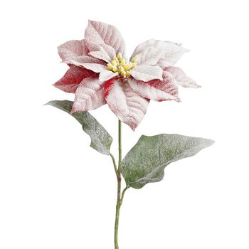 Visuel 1 du produit Poinsettia artificiel givré rouge pailleté - 68 cm