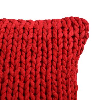 Visuel 1 du produit Coussin carré en tricot rouge - 45 x 45 cm