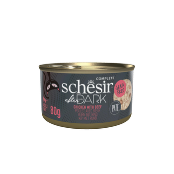 Visuel 1 du produit Alimentation humide pour chat pâtée poulet avec bœuf Schesir After Dark - boîte de 80 g