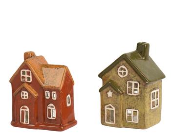 Visuel 1 du produit Photophore forme maison en dolomite colorée - 9,6 x 6 x 1,4 cm