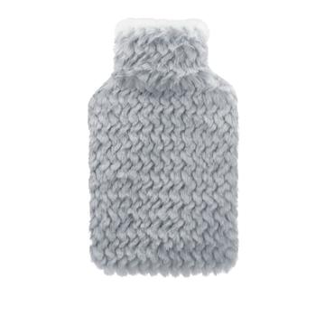 Visuel 1 du produit Bouillotte en caoutchouc naturel avec housse gaufrée gris clair Cassandra