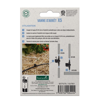 Visuel 1 du produit 5 vannes d'arrêt pour tuyau Ø 4/6 mm botanic® - Arrosage goutte à goutte