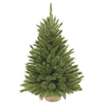Visuel 1 du produit Sapin de Noël artificiel coloris vert avec toile de jute Forest Frosted - 90 cm