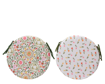 Visuel 1 du produit Galette de chaise ronde en polyester à motif floral multicolore - Ø 39 x H 4 cm