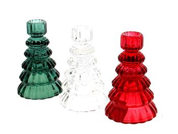 Visuel 1 du produit Bougeoir forme sapin en verre - Ø 8,5 x H 13 cm