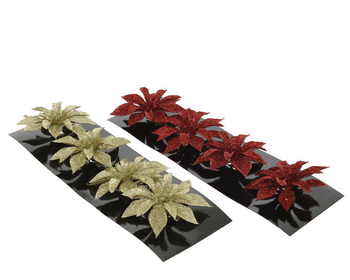 Visuel 1 du produit Poinsettia pailleté sur clip - Ø 8 x H 0,5 cm