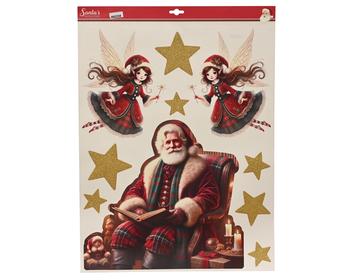 Visuel 1 du produit Vitrophanie Père Noël rouge - 43,5 x 55 cm