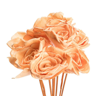 Visuel 1 du produit Bouquet de 8 roses artificielles bombay coloris orange -  Ø 8 cm x 40 cm
