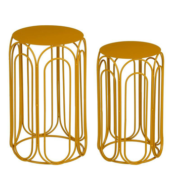 Visuel 1 du produit Sellette en fer jaune petit modèle - Ø 24 x H 44 cm