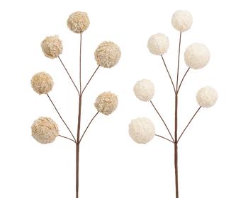 Visuel 1 du produit Branche artificielle de boules en fausse fourrure douce - 5 x 15 x 51 cm