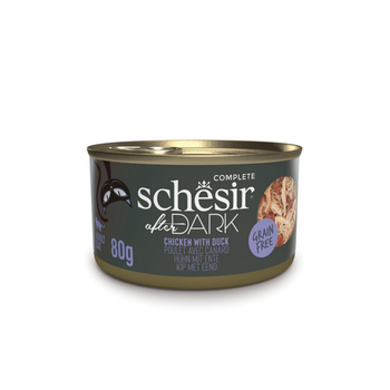 Visuel 1 du produit Alimentation humide pour chat filets en bouillon poulet avec canard Schesir After Dark - boîte de 80 g