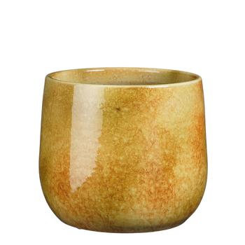 Visuel 1 du produit Pot rond coloris jaune en terre cuite Hugo Mica Decorations - 21 x Ø 22 cm