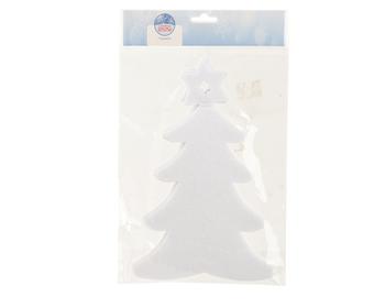 Visuel 1 du produit Ensemble de 3 sapins décoratifs de fenêtre en feutrine blanche - 10 x 25 cm