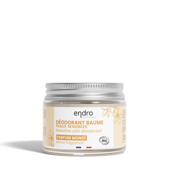 Visuel 1 du produit Déodorant baume bio pour peaux sensibles monoï en pot de verre Endro - 50 g