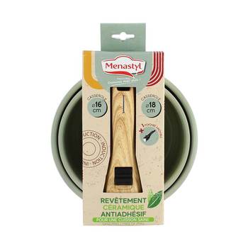 Visuel 2 du produit Lot de 2 casseroles en aluminium céladon Menastyl Colorama - Ø 16/18 cm