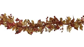 Visuel 1 du produit Guirlande de sapin feuilles coloris rouge et cuivre en plastique - Ø 85 mm x 2 m