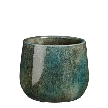 Visuel 1 du produit Pot rond coloris bleu en terre cuite Hugo Mica Decorations - 17 x Ø 19 cm