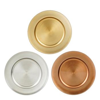 Visuel 1 du produit Assiette de présentation en plastique recyclé couleur métallisée Luso - Ø 33 x H 2 cm