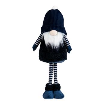 Visuel 1 du produit Peluche décorative de Noël gnome debout bonnet bleu en polyester coloris multicolore - grand modèle H 60 cm