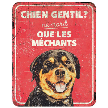 Visuel 1 du produit Panneau d'avertissement rottweiler coloris rouge en métal galvanisé D&D Home - 25 x 20 x 0,3 cm