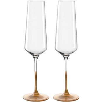 Visuel 1 du produit Ensemble de 2 flûtes à champagne en cristallin transparent à pied or Riposo - 280 ml