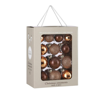Visuel 1 du produit Boîte de 26 boules de Noël en verre marron - Ø 7 cm