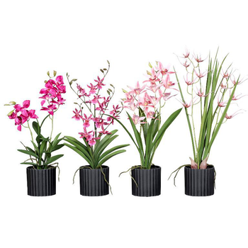 Visuel 1 du produit Pot décoratif orchidées artificielles coloris multicolore - 45/55 cm