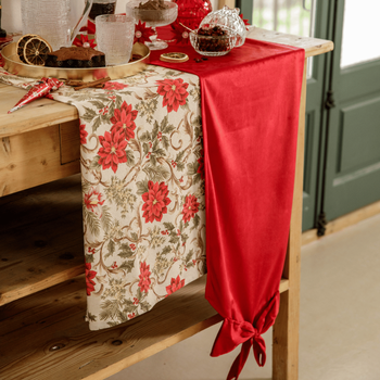 Visuel 1 du produit Chemin de table avec nœud en polyester rouge - 240 x 35 cm