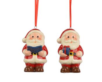 Visuel 1 du produit Père Noël à suspendre en porcelaine rouge - 5 x 5 x 9 cm