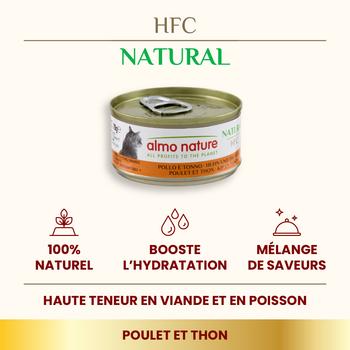 Visuel 1 du produit Pâtée pour chat HFC Natural au thon et poulet Almo Nature - 70 g