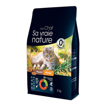 Visuel 1 du produit Croquette pour chat adulte au poulet et à la dinde Sa vraie nature - 2 kg