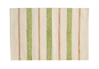 Visuel 1 du produit Tapis rayé coloris vert en coton - 60 x 90 cm