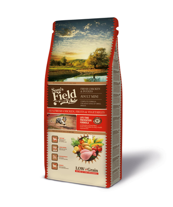 Visuel 1 du produit Croquette pour chien adulte de petite taille au poulet avec des pommes de terre Sam's Field - 8 kg