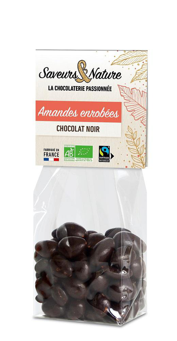 Visuel 1 du produit Sachet d'amandes entières enrobées chocolat noir bio Saveur et Nature - 150 g