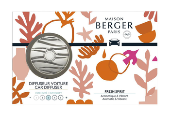 Visuel 1 du produit Diffuseur de parfum de voiture gris Maison berger Estival parfum Fresh spirit Fête des mères 2025 - 4,8 x 4,2 x 4,2 cm