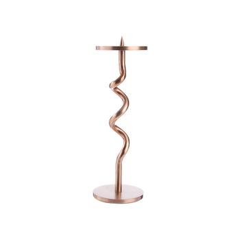 Visuel 1 du produit Bougeoir torsadé sur pied en métal bronze - Ø 7,5 x H 23 cm