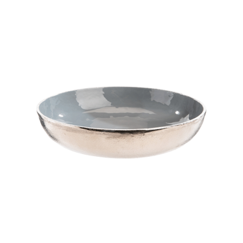Visuel 1 du produit Saladier émaillé en aluminium bleu et argent - Ø 26 x H 6 cm