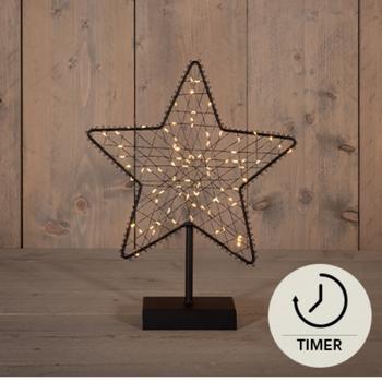 Visuel 1 du produit Décoration de Noël lumineuse étoile à poser coloris noir micro LED blanc chaud fil noir à piles - H 45 cm