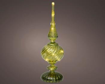 Visuel 1 du produit Cimier décoratif à poser en verre vert à LED blanc chaud grand modèle - Ø 9 x H 30 cm