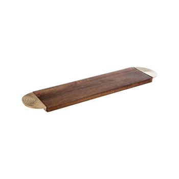 Visuel 1 du produit Longue planche en manguier brun et bords dorés en aluminium - 73,5 x 16,2 x 2,5 cm
