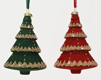 Visuel 1 du produit Sapin à suspendre en verre coloré bordé or - Ø 9,5 cm