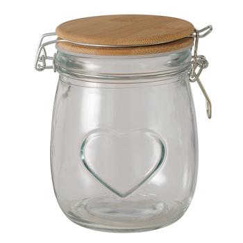Visuel 1 du produit Bocal de stockage en verre et bambou naturel 680 ml Svela - Ø 10 x H 14,2 cm